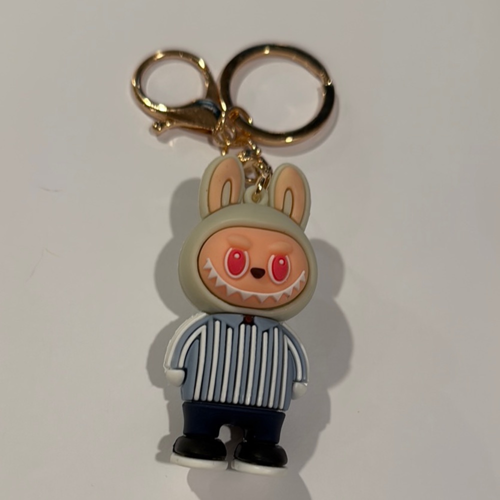 Labubu Keychain with a suit and a Gold Clip